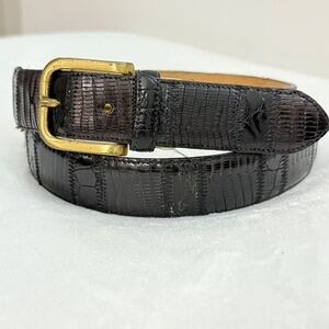 Mezlan Crocodile Belt with Brass Buckle Size 36
